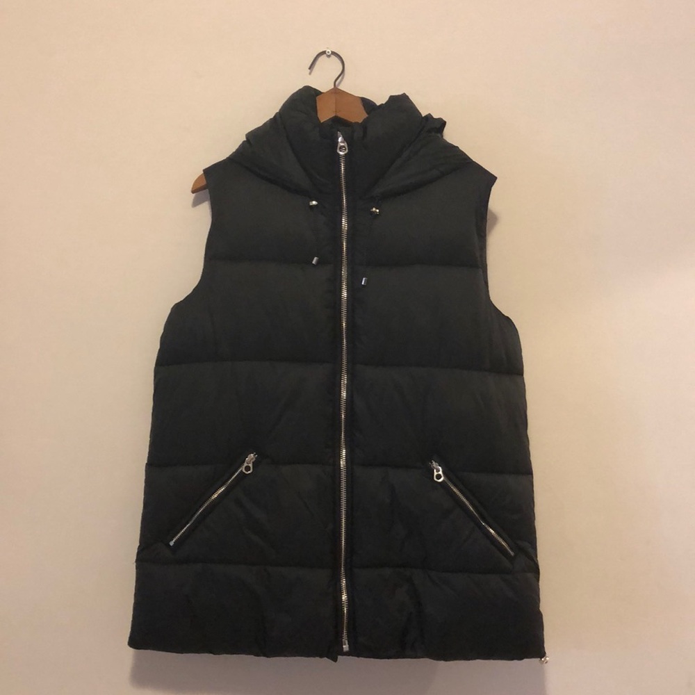 ZARA long line hooded puffer vest